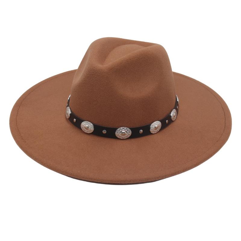 Plus Edge Felt Top Hat Jazz Hat Gentleman Ladies Wind Metal Sheet Hat