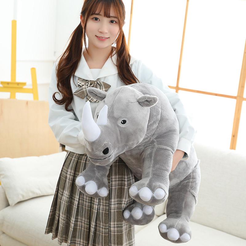 60/80cm Giant Plush Rhinoceros Toys Lifelike Stuffed Animal Pillow Zoo Dolls Baby Cushion Kids Appease Toy Girl Birthday Gift