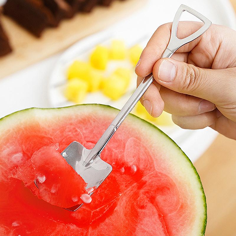 2Pcs/Bag Creative Shovel Shape Stainless Steel Coffee Spoon Tea Spoon Watermelon Spoon Ice Cream Scoop Cutlery Kitchen Accessory