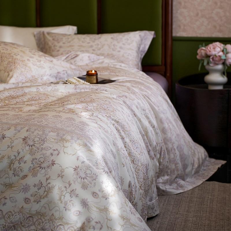 1200TC Egyptian Cotton Flowers Prints Luxury Queen King Size Bedding Set Duvet Cover Set Flat/Fitted Bed Sheet Pillowcases 4Pcs