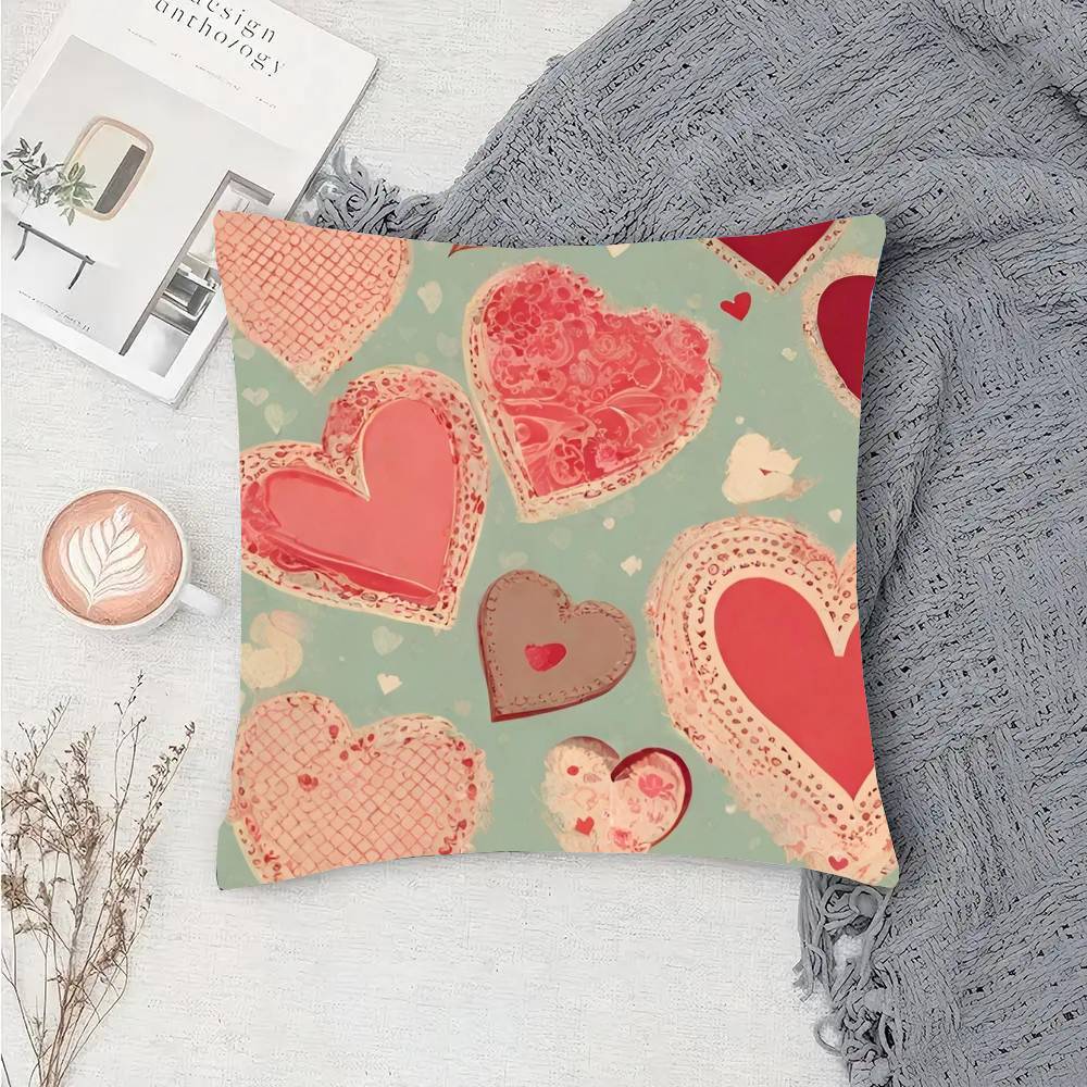 Valentines Day Love Heart Pillow Case Sofa Cushion Cover Room Home Decoration
