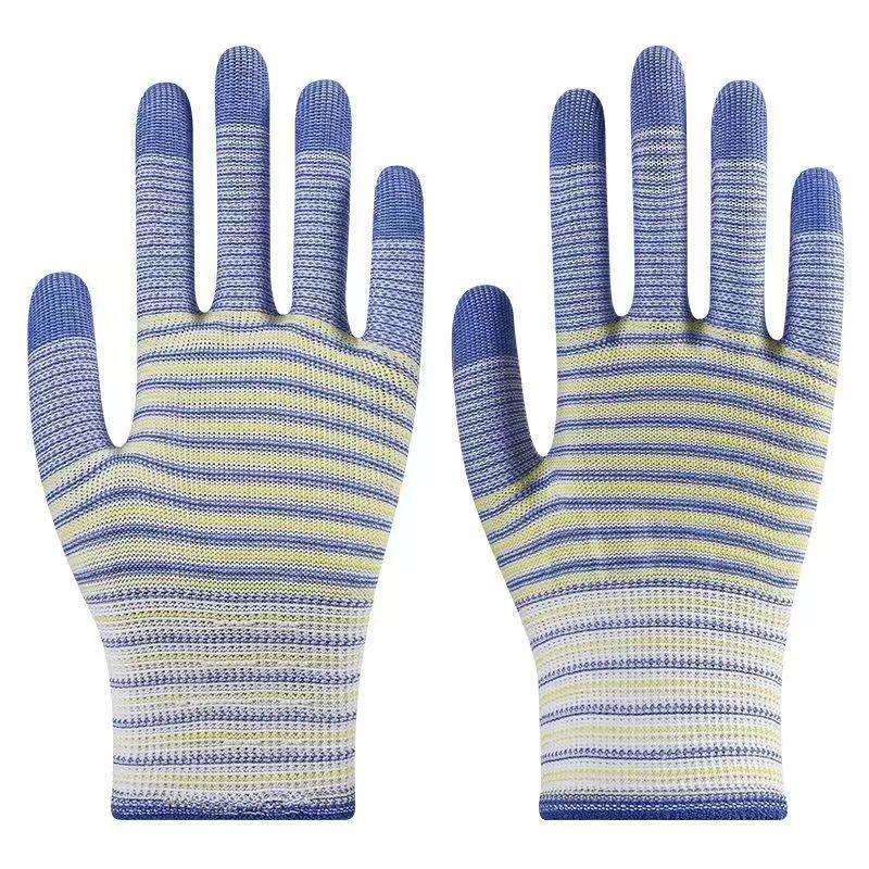 

1/3/5 пари дихаючі робочі рукавички шип доказ нековзні зносостійкі нейлонові промислові рукавички смугасті антистатичні садові рукавички 1 Pairs(One Size) жовтий/синій
