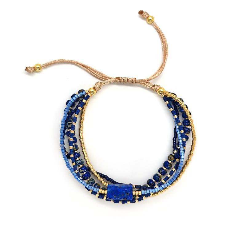 Natural Turquoise Beaded Layered Bracelet With Gold Accent Beads Adjustable For Daily Wear Vacation Gifts For Women