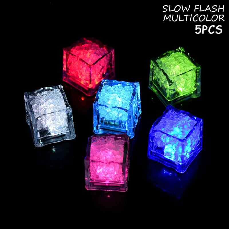 5/10pcs Led Ice Cube Waterproof Multicolor Flashing Glow In The Dark Ice Cube for Wedding Party Wine Bar Drinking Decoration