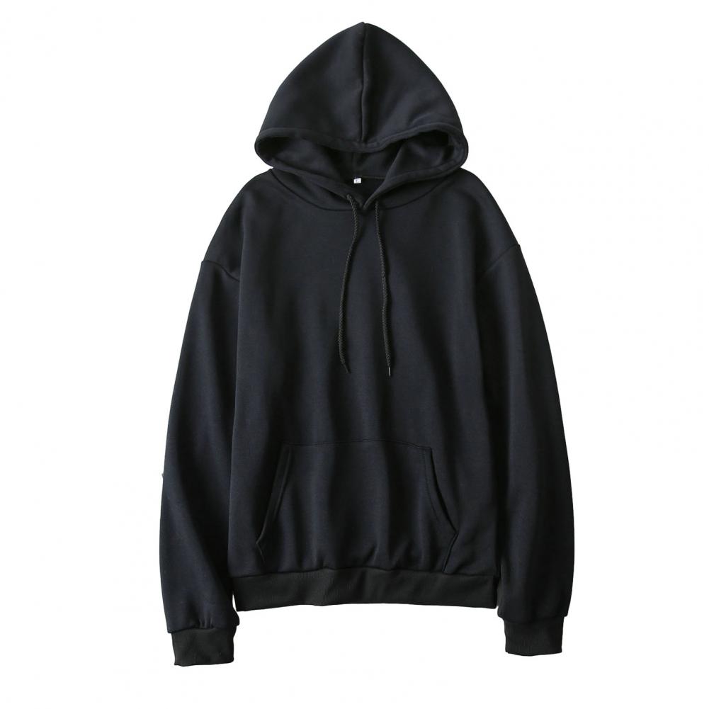 Women Autumn Winter Hoodie Hooded Solid Color Drawstring Patch Pocket Pullover Long Sleeve Loose Soft Warm Lady Hoodie