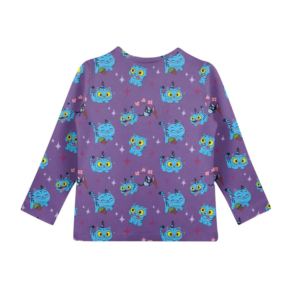Children's Witch  Printed Long Sleeved Round Neck Top With Floral Print For Daily Casual T-shirt