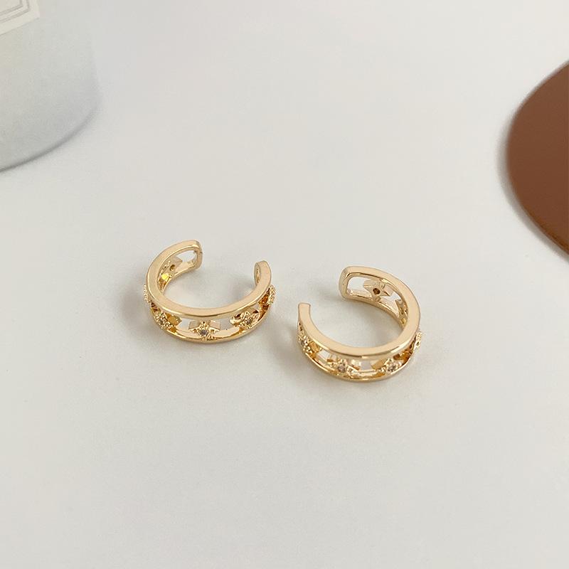 Полая металлическая клипса для ушной раковины с цирконами Корейская индивидуальность универсальная клипса для уха без прокола
