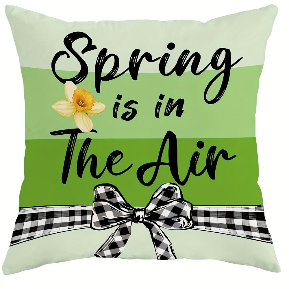 Charming Spring-inspired Pillow Cover: Floral Arrangements, Vintage Truck, and Uplifting Quotes, sofa Chair cushion cover