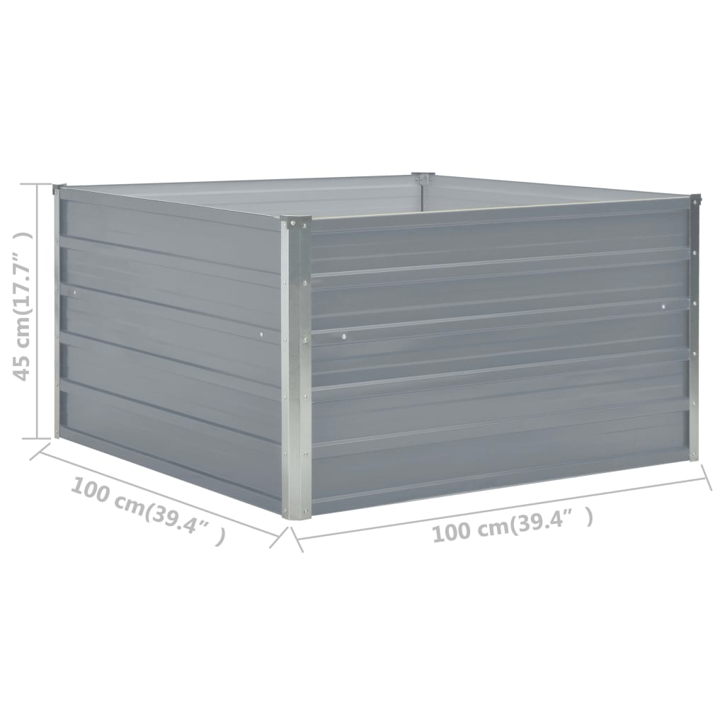 Raised Garden Bed 100 X 100 X 45 Cm Galvanized Steel Gray
