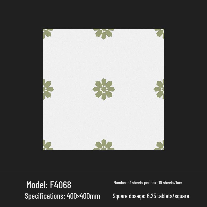 400x400 Zelená francouzská retro dlaždice s malým květinovým vzorem pro kuchyň, koupelnu, balkon a podlahu