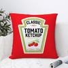 Federa Cuscino Divertente Etichetta Ketchup Tessuto Peluche Morbido Stampa Double Face Copricuscino per Divano Copricuscini