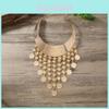 Fashionable Ethnic Style Multi Layer Tassel Design Women Metal Collar Necklace For Women Summer