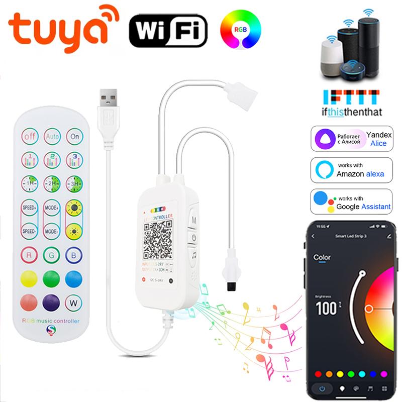 

USB Wifi Rgb Controler 5V 4 Pin Tuya Rgb Led Controller Bluetooth Rgb Led Lights Controller Music Sycn Smart Controller RGB Remote no battery