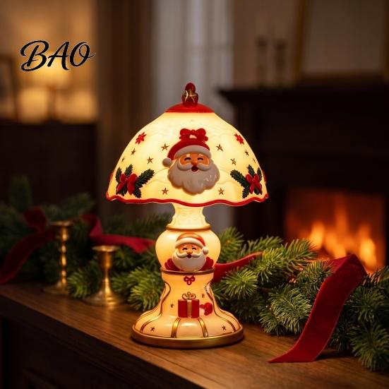 Creative Holiday Displays Christmas Lighted Table Lamp, Santa Claus Reindeer Office Desk Decorations Desktop Ornament for Living Room Bedroom