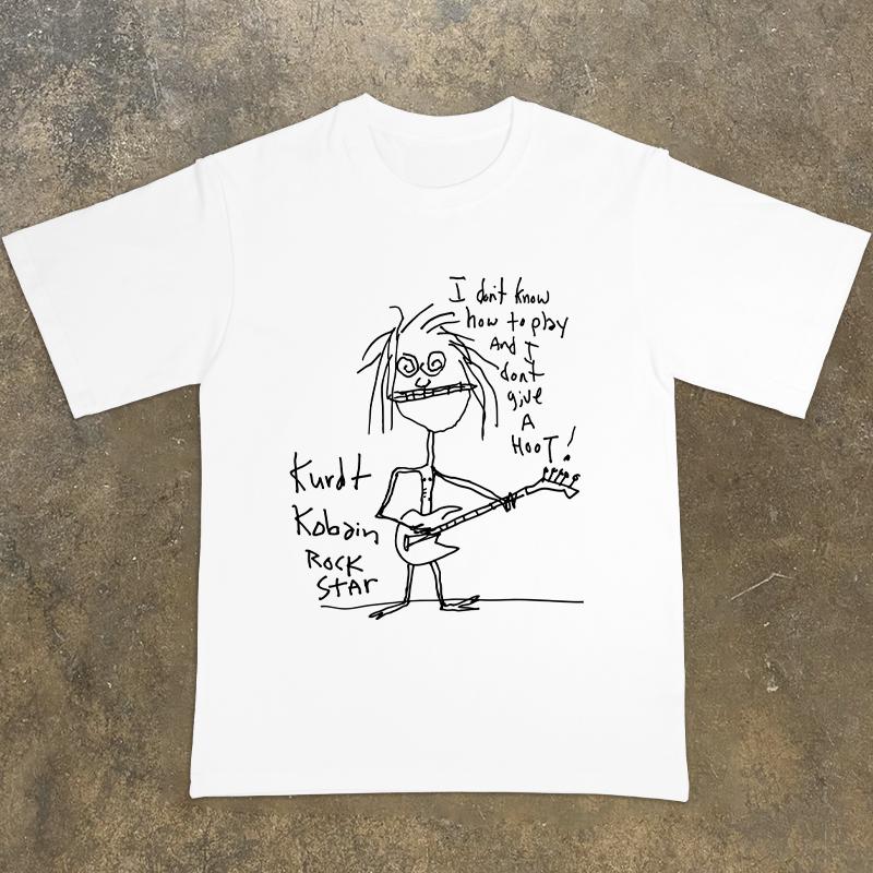 

2025 Kurt Cobain Rock Nirvana American Street Fashion Brand Pure Cotton Round Neck T-shirt Short Sleeve High Quality Luxury S