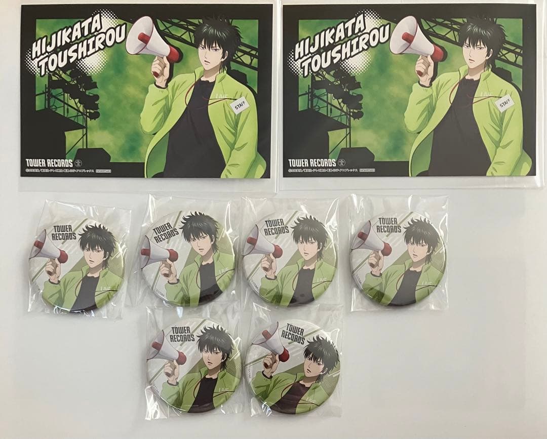 [USED] Gintama Tower Records Hijikata Toushirou Can Badge Bonus Postcard
