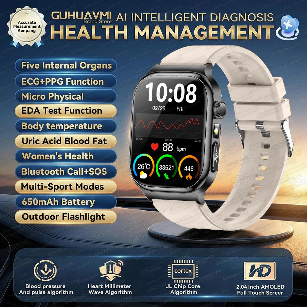 2026 Nuovo Smartwatch per Esame Fisico Micro Salutare ECG Acido Urico Lipidi Pressione Sanguigna Chiamata Bluetooth Smartwatch Per uomo