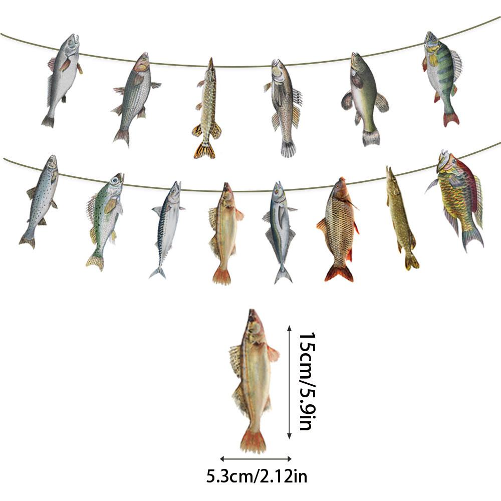 Fishes Creative Pattern Paper Banner Fishing Party Scene Props Decoration