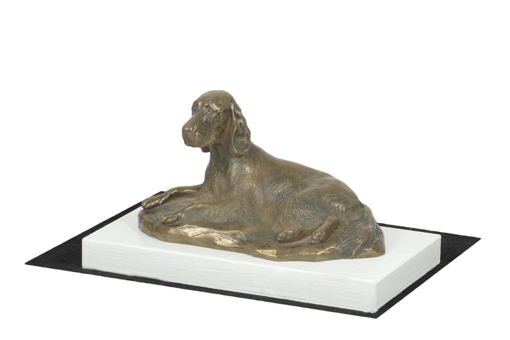 English Setter, Lawerack, Laverack - Hundefigur, Figur auf weißem Sockel, Trophäe für Art-Dog Hundeausstellung