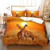 Deer Duvet Cover Set King Polyester Bedding Set For Kid Children Gift Bedding Set 3D Animal Giraffe Purple Theme Comforter Cover