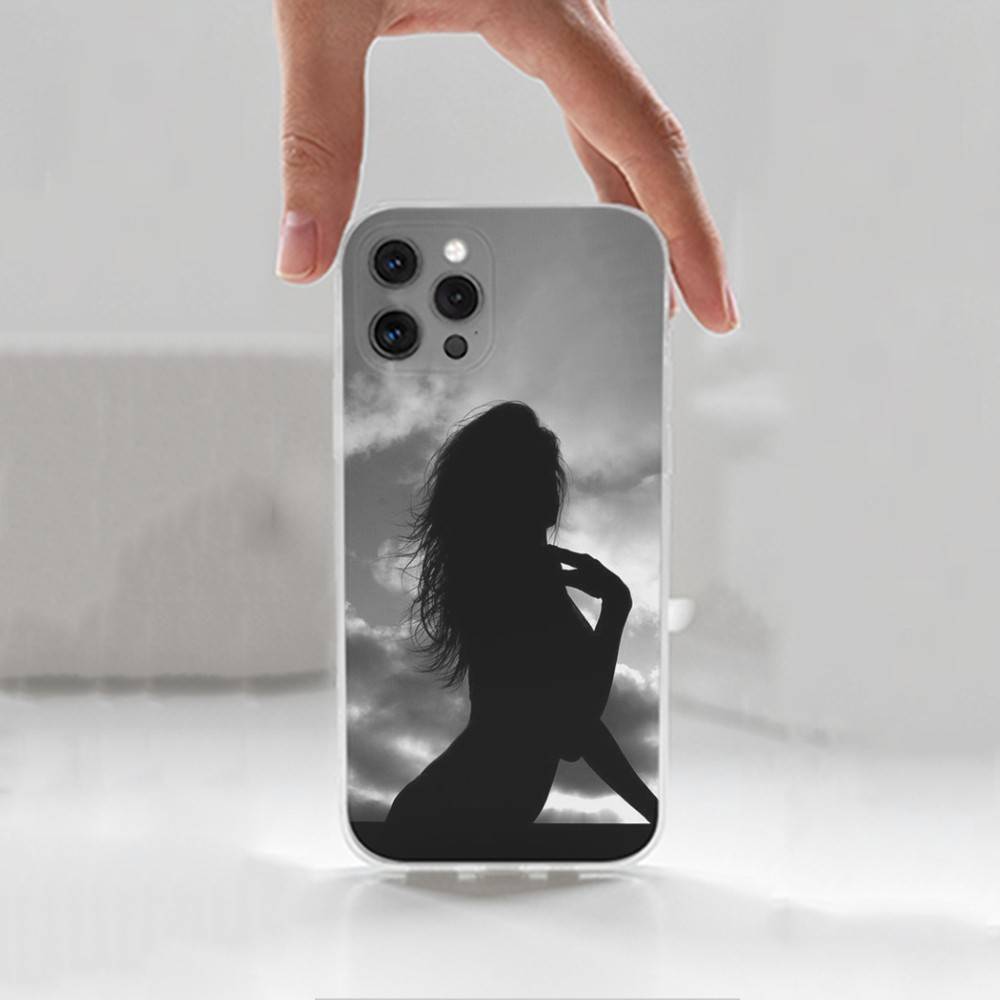 Sexy Girl Silhouettes Case For iPhone X,XS,SE,12,15,Pro,17,Plus,11,Max,13,XR,14,16,Mini,Transparent Soft Cover