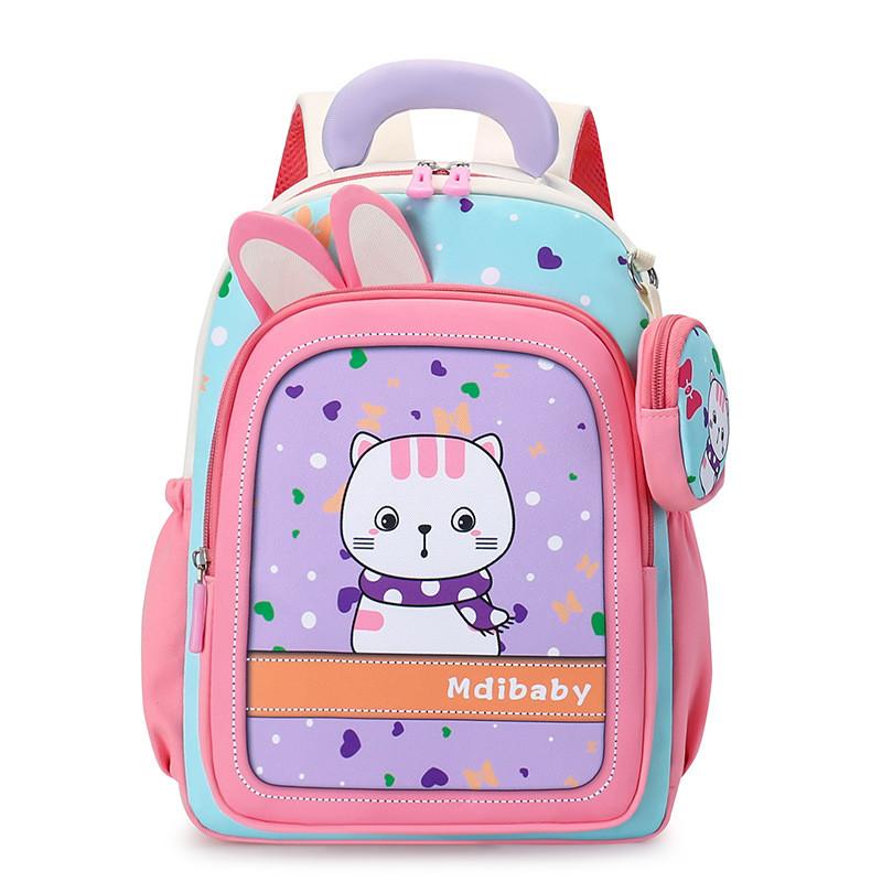 Cartoon Kids Backpack With Nylon Material And Ergonomic Shoulder Straps For School Use
