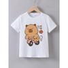 Europäische Größen Sommer Kurzarm T-Shirt mit "Capybara auf einem Fahrrad" Aufdruck
