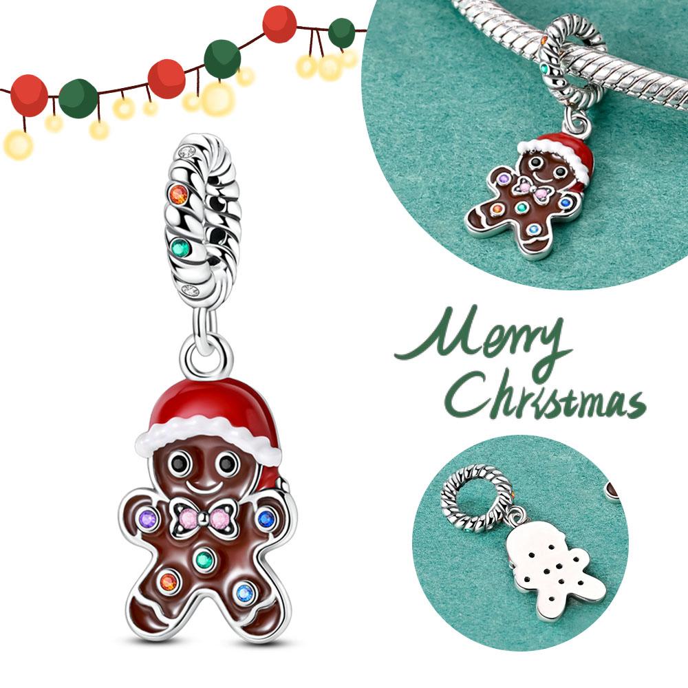 Christmas Party Copper Cute Elk Santa Claus Christmas Tree Pendant Beads Fit Bracelet Women Gift Charms For Jewelry Making