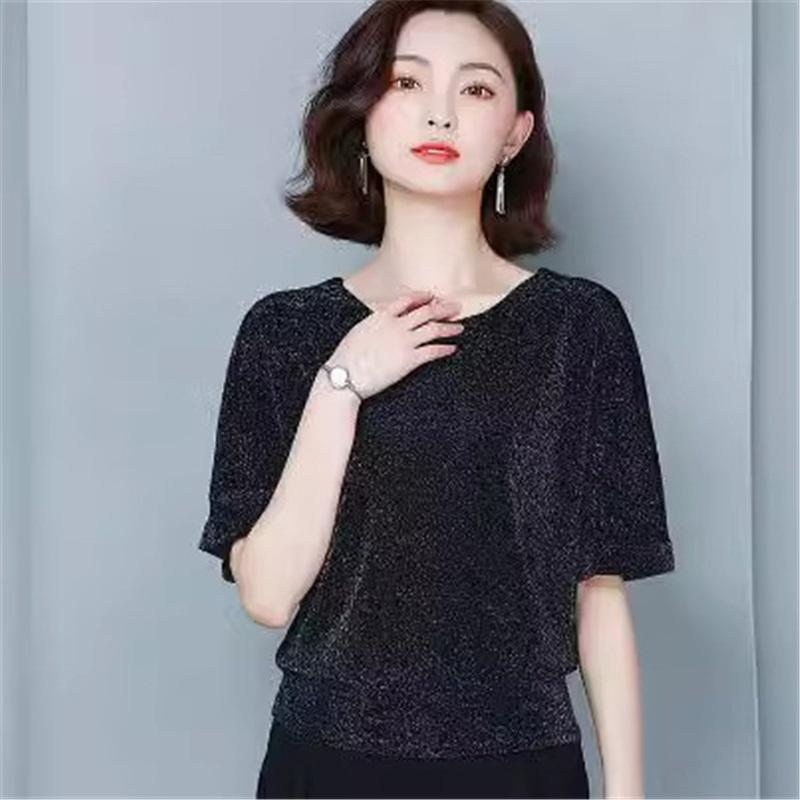 

Легкая Летняя Шелковая Футболка Свободного Кроя для Женщин, С Коротким Рукавом, Универсальный Топ из Ледяного Шелка, Лестный Дизайн для Скрытия Живота, Идеально Подходит для Повседневной Носки 4XL чёрный