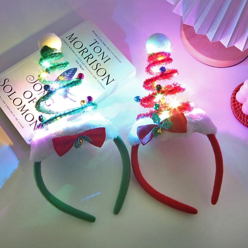 Fluffy Christmas Tree Spring Headband for Women Cartoon Christmas Headwear