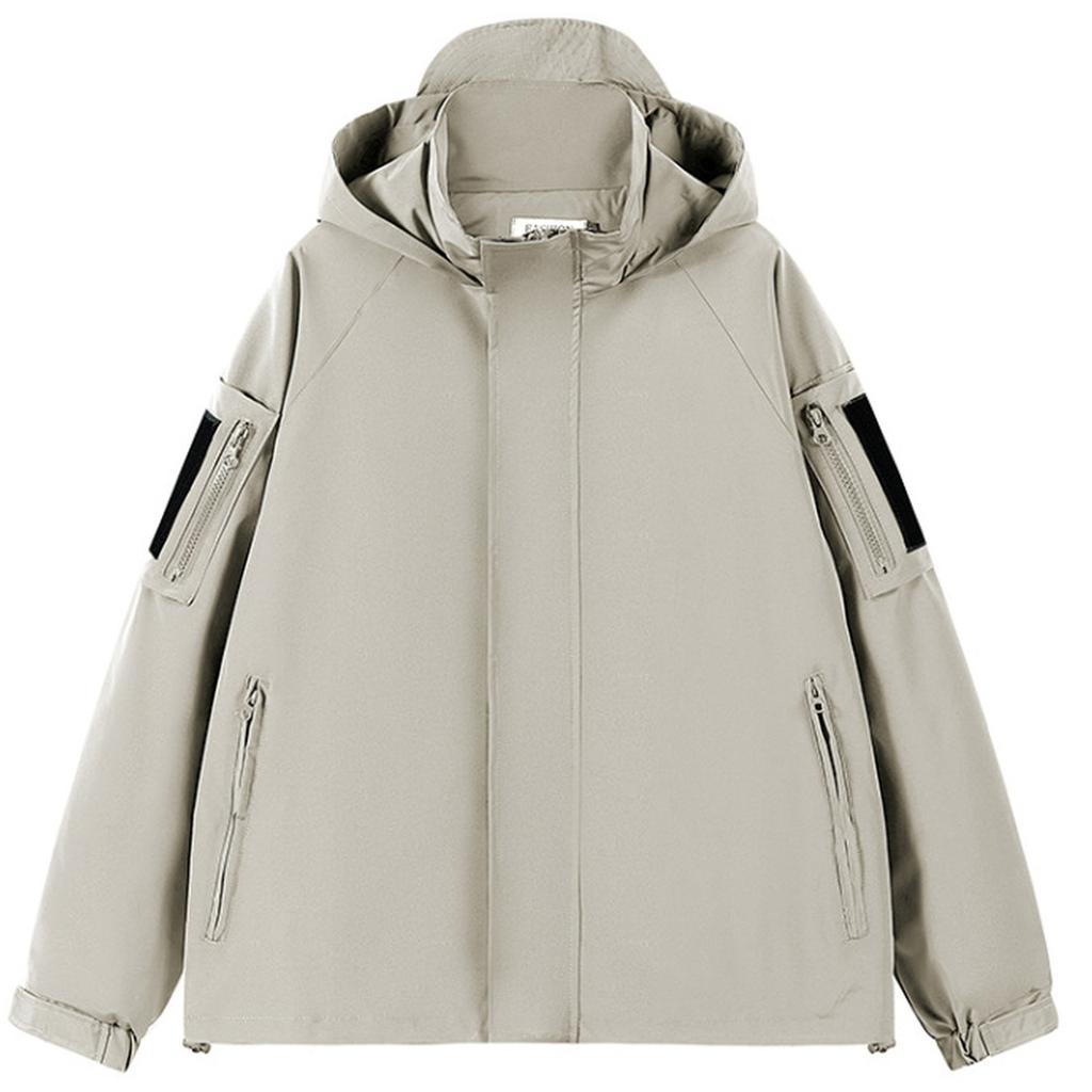 Men Fake Two Loose Work Jackets Trendy Plankton Hooded Charge Top Coat