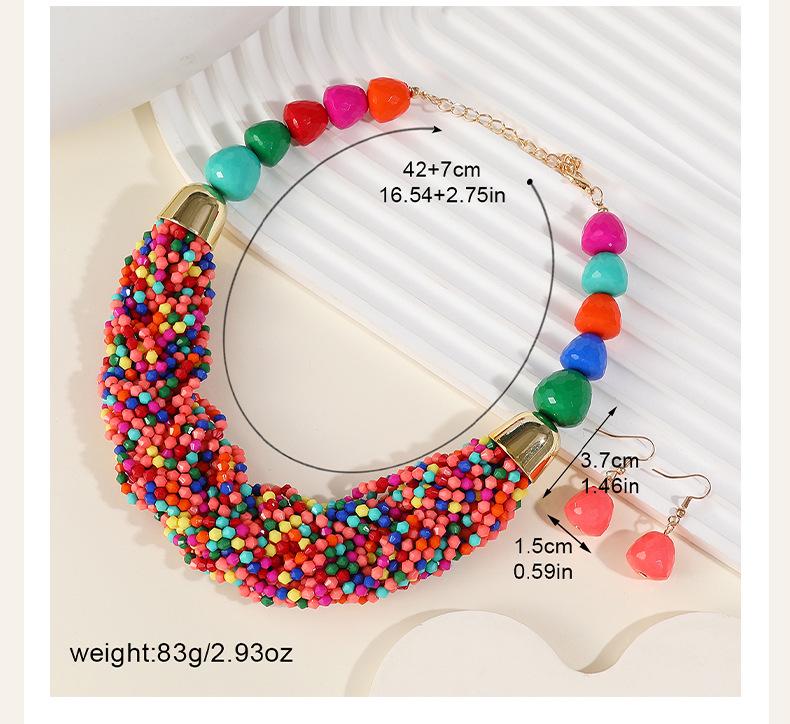 Bohemian Multi-Layer Beaded Necklace Set: Cross Weave & Retro Ethnic Style for Women