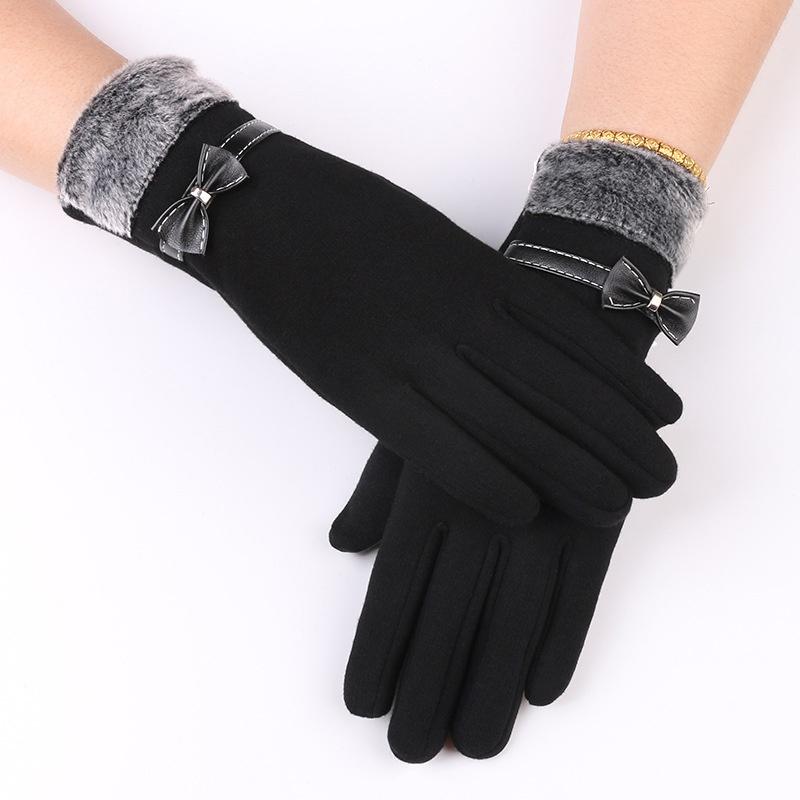 

Winter Vintage Bow-Knot Touch Screen Driving Warm Windproof Glove Fashion Grace Lady Gloves Women Mittens