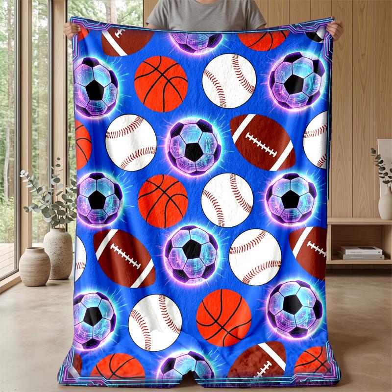 Sports Ball Pattern Theme blanket Lightweight Warm Flannel Blanket Decorative Throw Blanket for Home Decoration