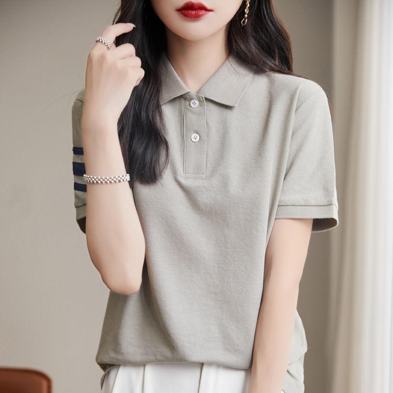 Summer Polo Collar Short Sleeved T-shirt for Women, Summer Breathable Sports Base Shirt for Women, Outdoor T-shirt
