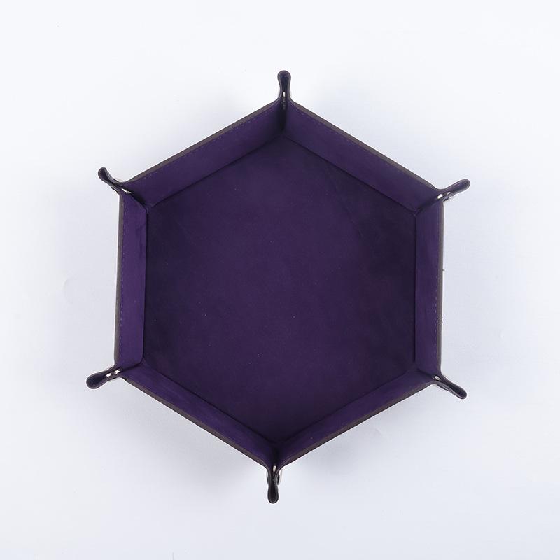 Hexagonal Velvet Foldable Dice and Storage Tray
