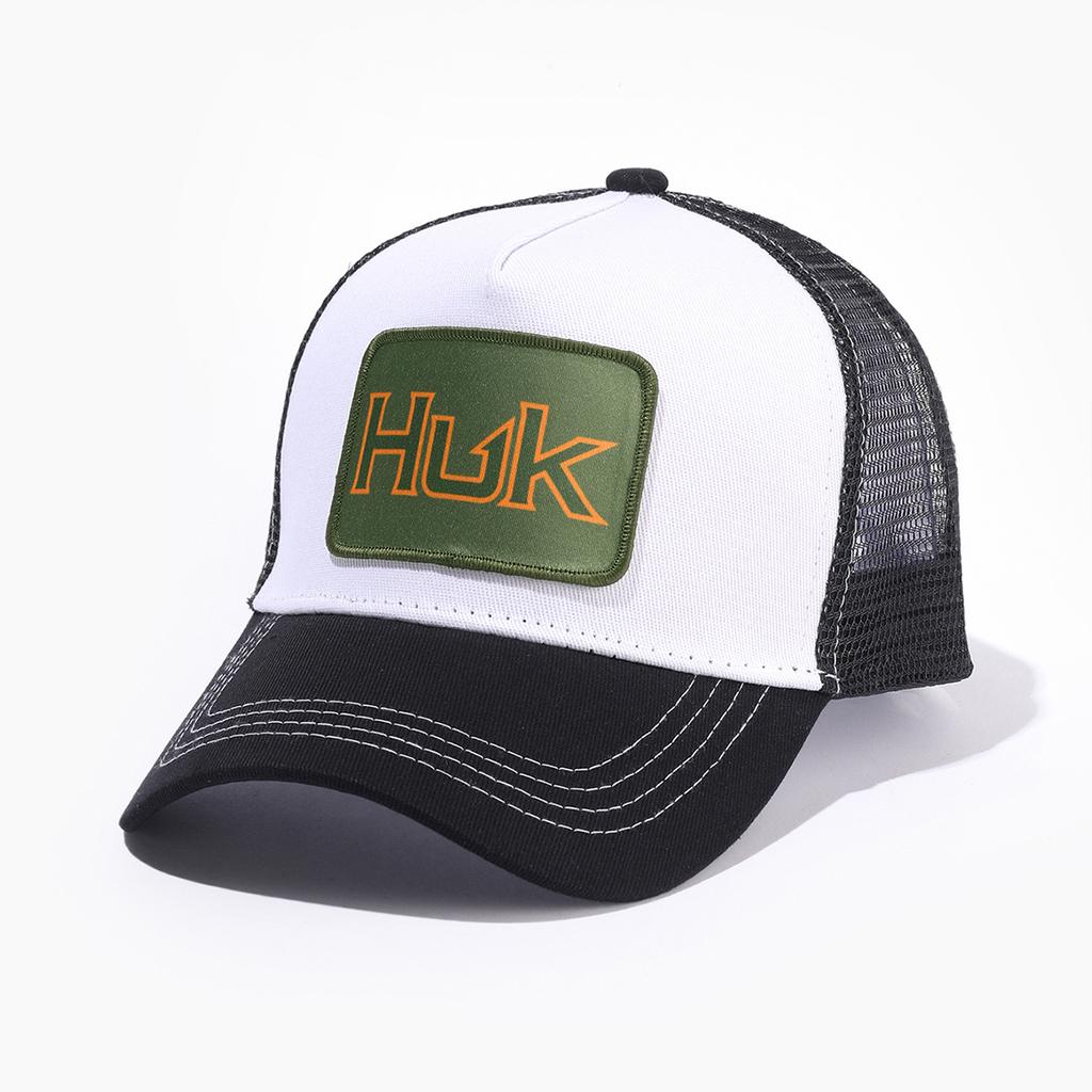Trendy Brand Patch Embroidered LettersHUKFashionable Simple Mesh Baseball Cap for Men and Women Outdoor Sports Sun Hat
