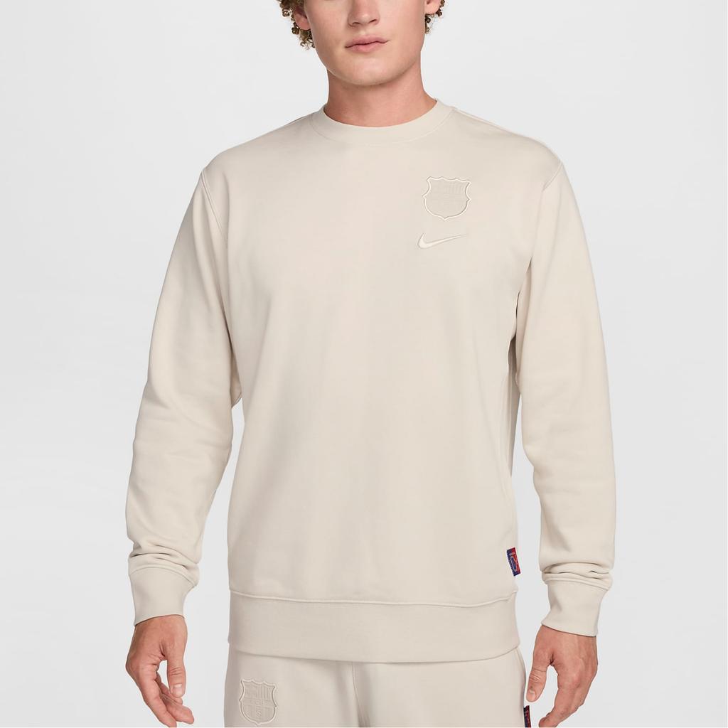 Nike FC Club FW24 Home Barcelona Series Round Neck Solid Color Casual Long Sleeve Sweatshirt Men Sweatshirt Light-Mineral-Brown FQ3024-104
