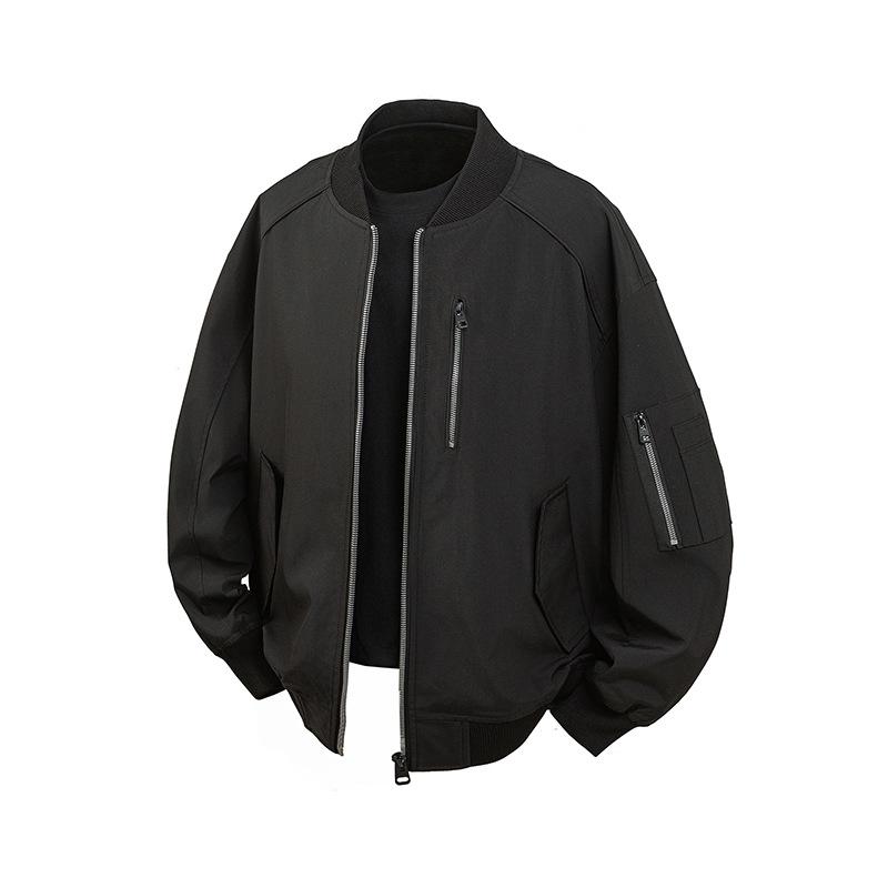 Unisex Retro Bomber Jacket with Solid Colors & Print Designs - Perfect for Spring & Autumn Casual Wear
