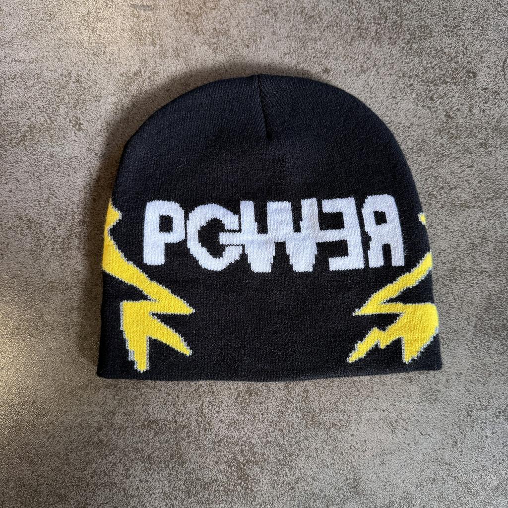 Solid Color Letter Pgwer Trendy Pattern Knitted Hat Wind Protection Teens For