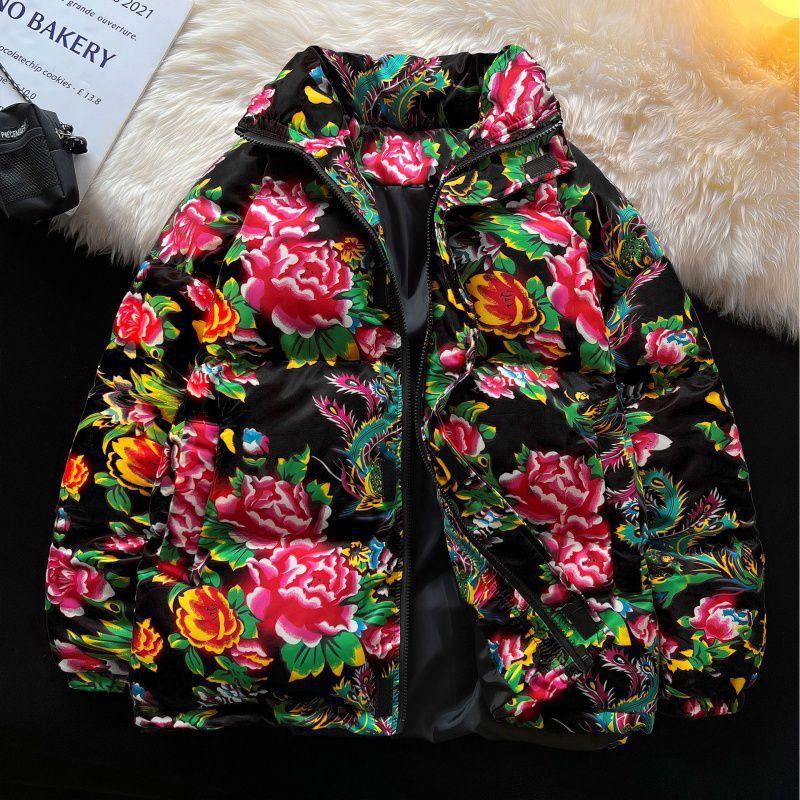 

Flower Padded Jacket Couple Winter New Thickened Short Warm Thickened Jacket 3XL