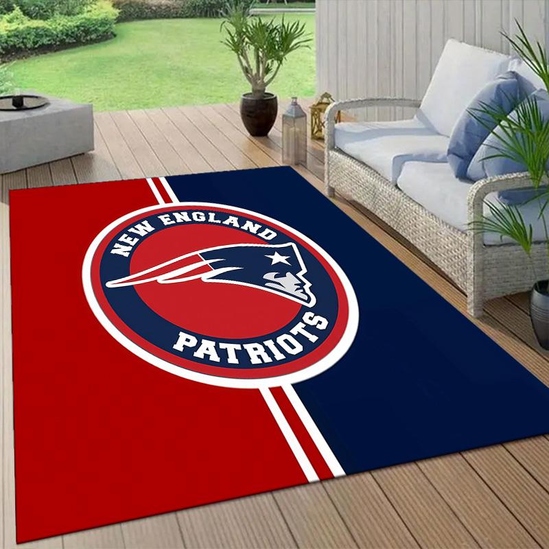 New England Patriots Flannel Pattern Square Carpet,Area Rug,Carpet Rug for Living Room Bedroom Sofa Playroom Decor,Non-slip Floor Mat