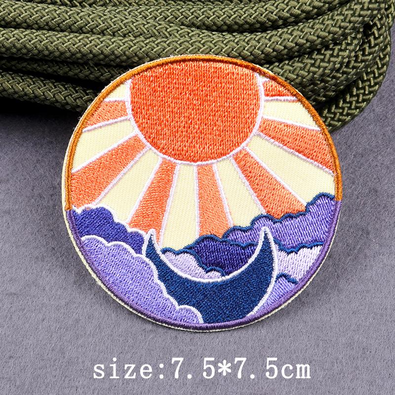 Heart Landscape Patch Iron On Patches For Clothing Wilderness Outdoor Embroidery Patches For Clothes Adventure Patch Stickers