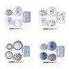 Geschirrsets aus blau-weißem Porzellan im japanischen Stil für eine Person zum Abendessen, inklusive Schüsseln, Teller, Essstäbchen, Geschirrset, Keramik-Geschenkbox, 6-teilig