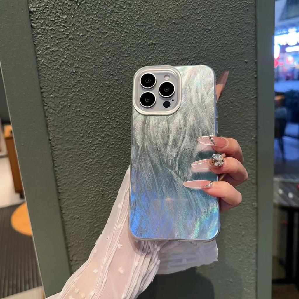 Simple wind is suitable for iPhone15 new material mobile phone case Apple 14promax men's and women's anti-drop feather yarn hard case