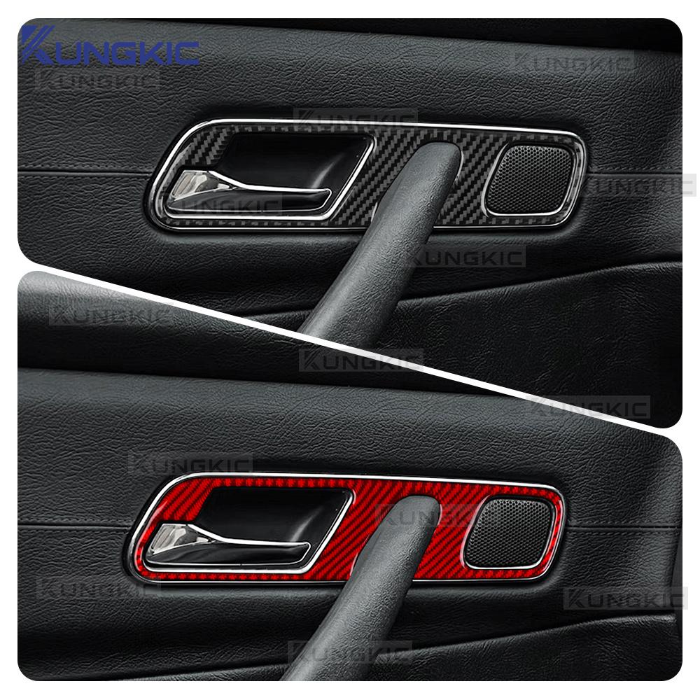Real Soft Carbon Fiber For Mercedes Benz SLK R170 1996 1997 1998 1999 2000 2001 2002 2003 Inner Door Handle frame Trim Sticker