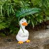 Cartoon Umbrella Holding Duck Statue Handmade Garden Animal Statue  Balcony Patio