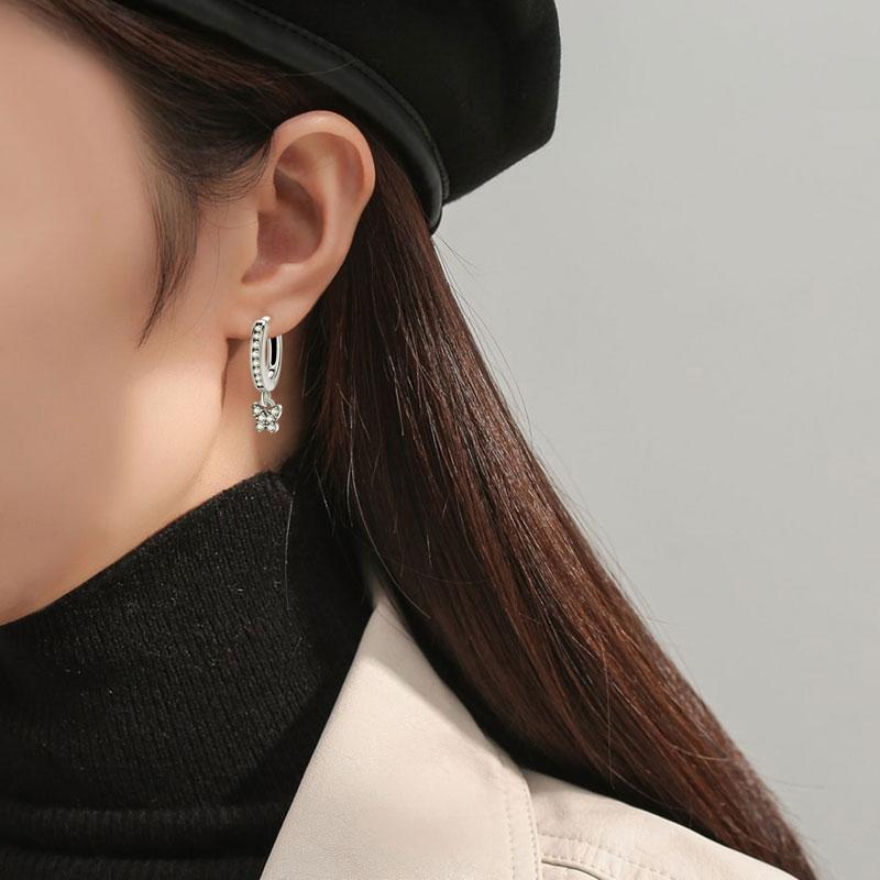 Original 925 Silver Hoop Earrings Crystal Love Heart Star Drop Earring Pendant Earings For Women Gift Luxury Jewelry