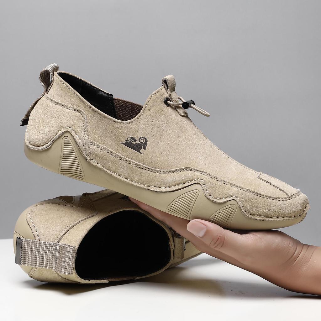 Herren Trendige Echtleder Slipper Freizeitschuhe - Atmungsaktiv, Vielseitig, Lässiger Stil