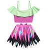 20851 Bambine Ragazze Lily Lovebraids Costume da Bagno Stampato Rosa Set Top e Gonna